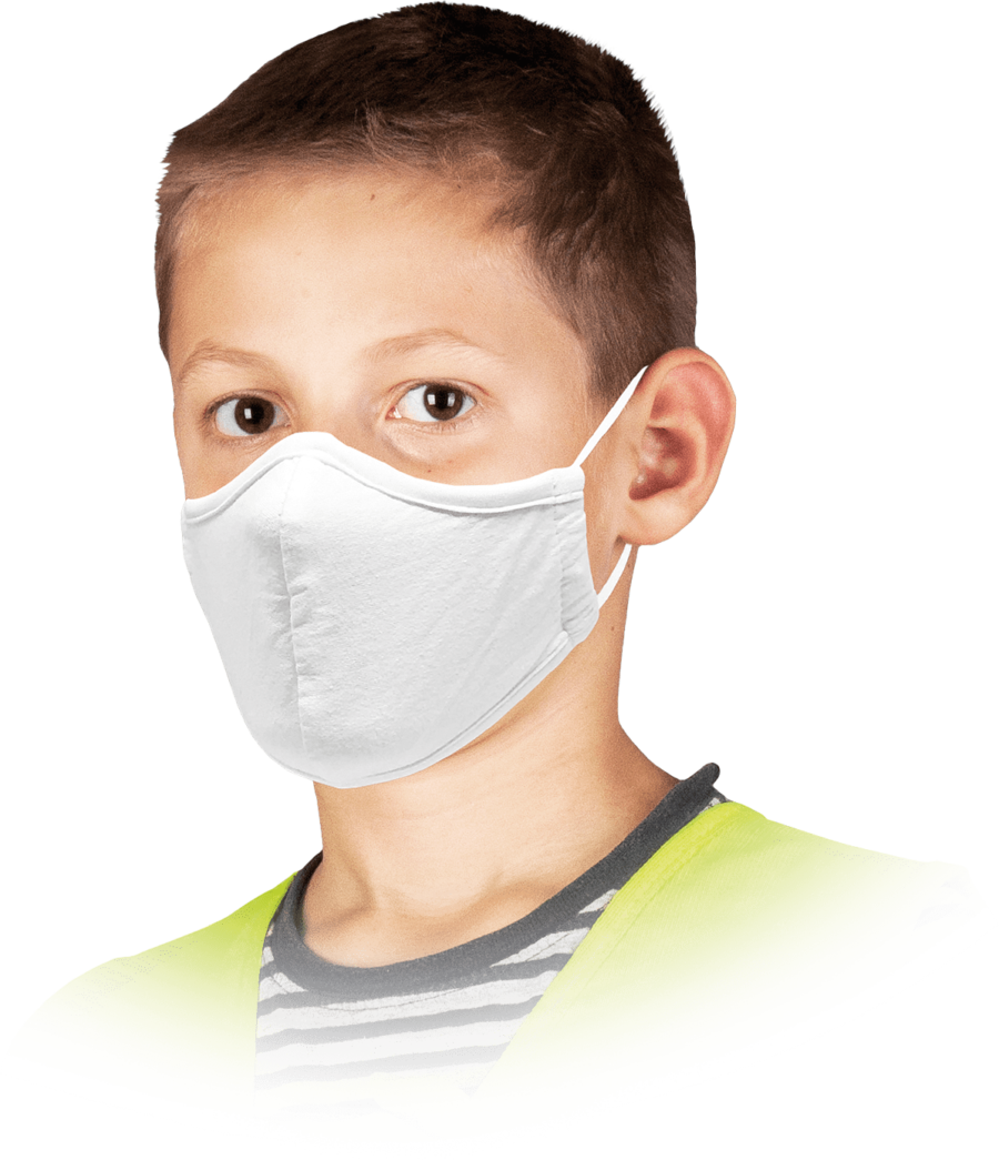 Mască igienică pentru copii din bumbac trei straturi SAFER WHITE 10k