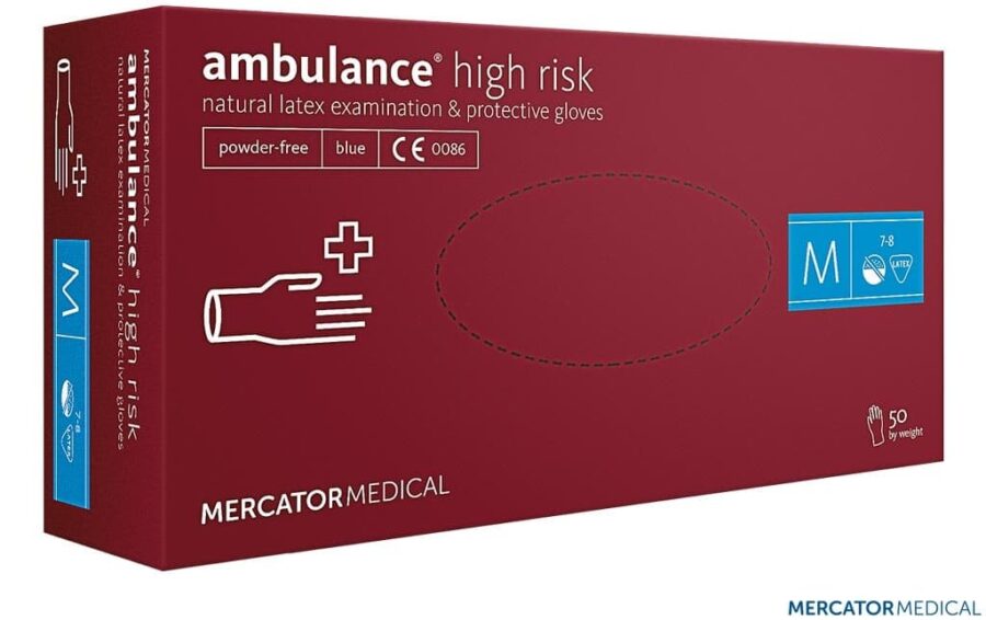 Mănuși de diagnostic din latex 50 buc. MERCATOR Ambulance® High Risk nepudrate