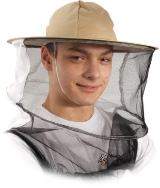 Pălărie de protecție de apicultor cu găuri pentru mâini și bandă elastică pe piept BEE 65