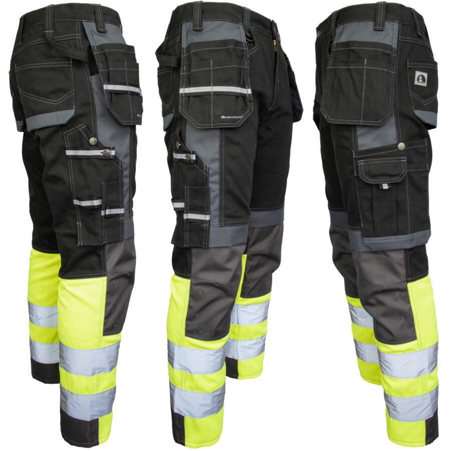 Pantaloni reflectorizanți din bumbac HAYER BLACK HIVIS