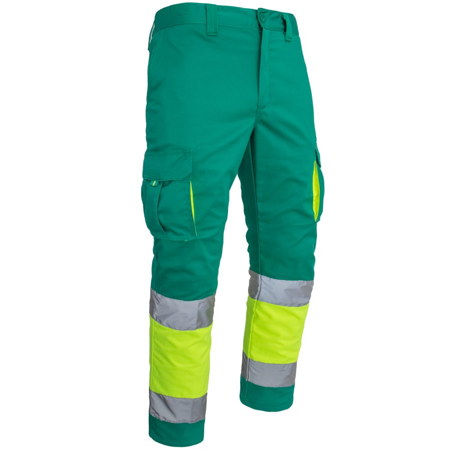 Pantaloni reflectorizanți cu elastan MANNLAND HIVIS GREEN