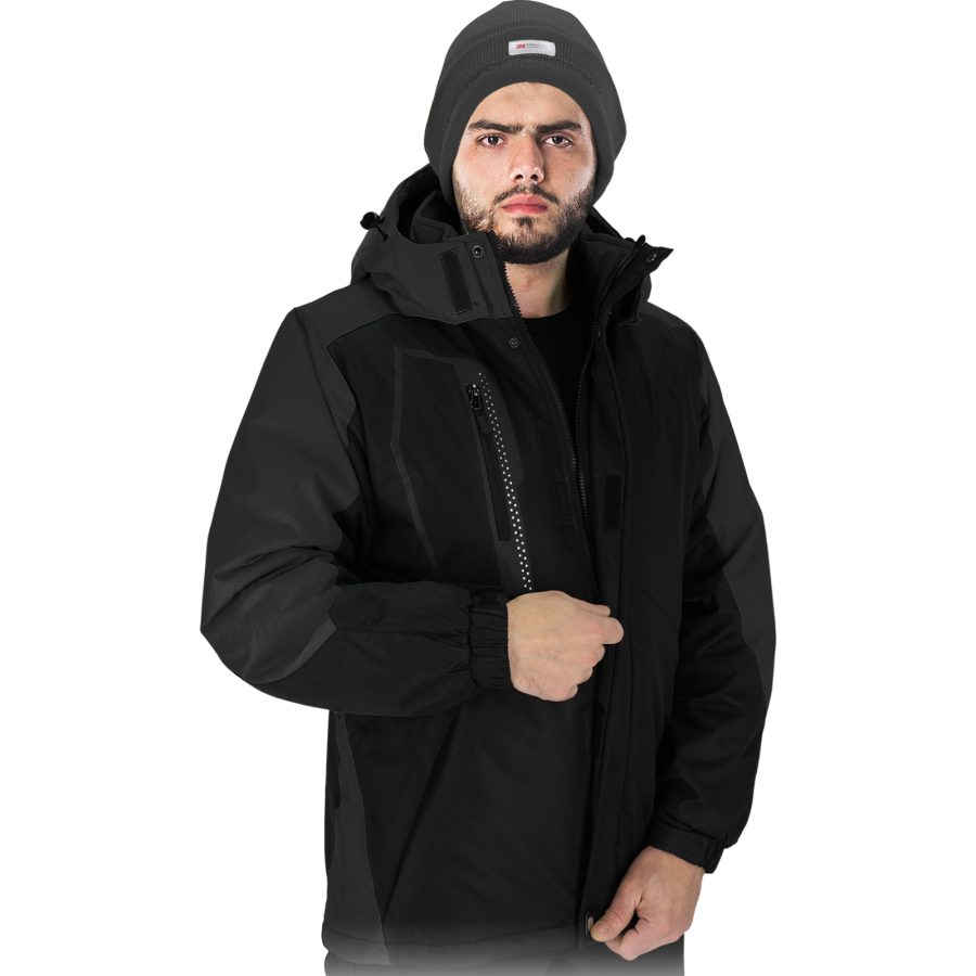 Jachetă de lucru pentru iarnă cu glugă HOLM BLACK
