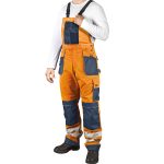 Pantaloni reflectorizanți cu bretele PROFI HIVIS NAVY