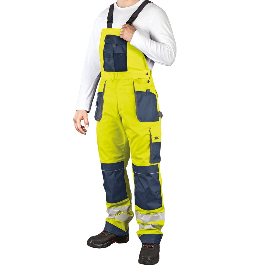 Pantaloni reflectorizanți cu bretele PROFI HIVIS NAVY